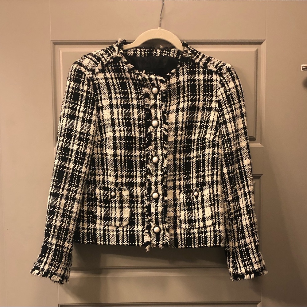 NWOT Zara Black & White Tweed Jacket